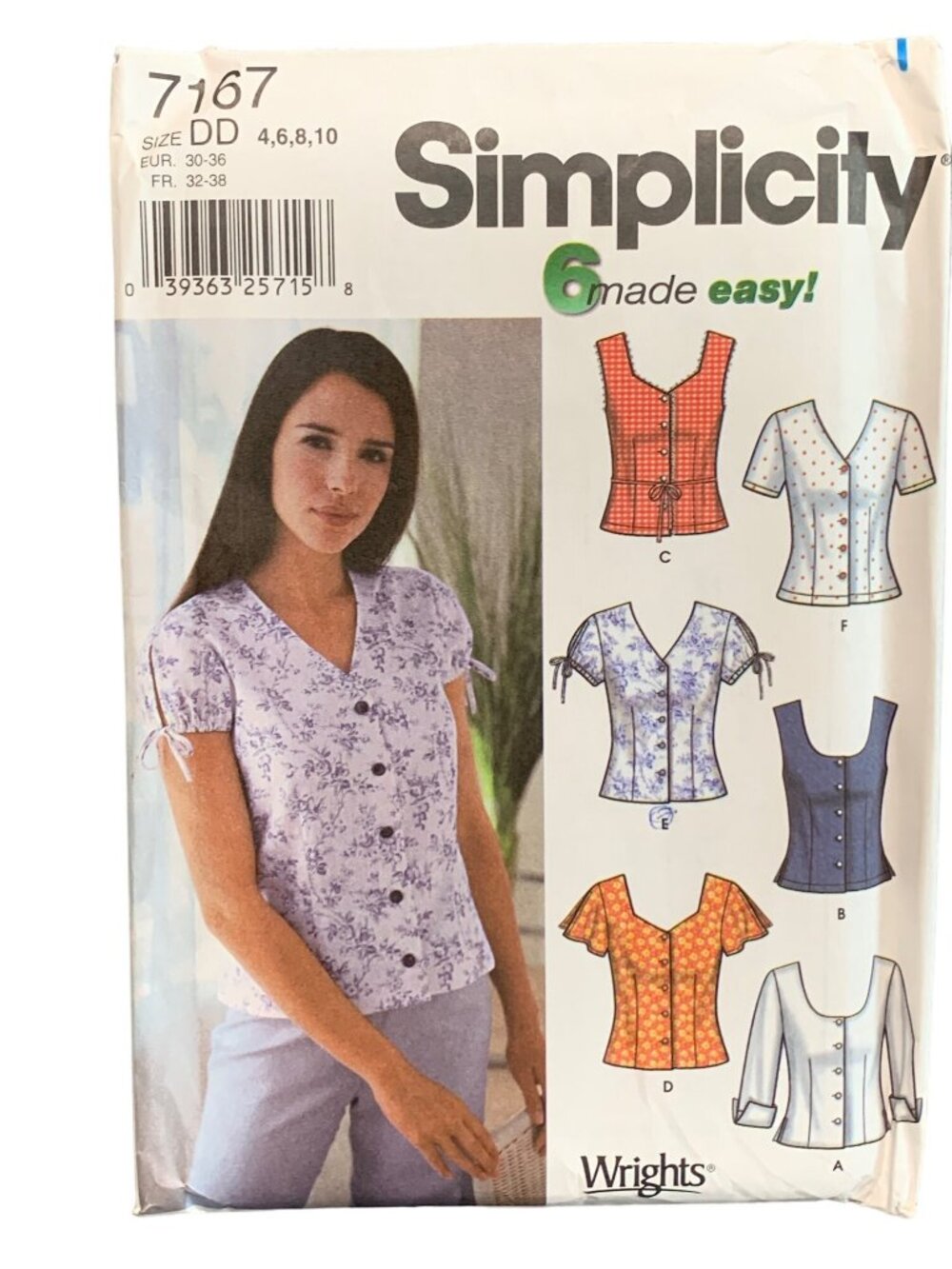 Simplicity 7167 Womens Sewing Pattern Shirt Size 4-6-8-10 6 Styles Uncut